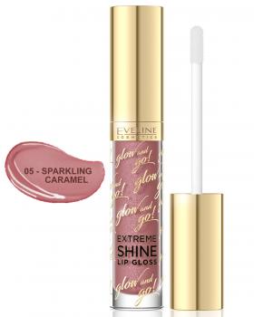 EVELINE Lipgloss GLOW and GO! 05 - Sparkling Caramel, 4,5 ml